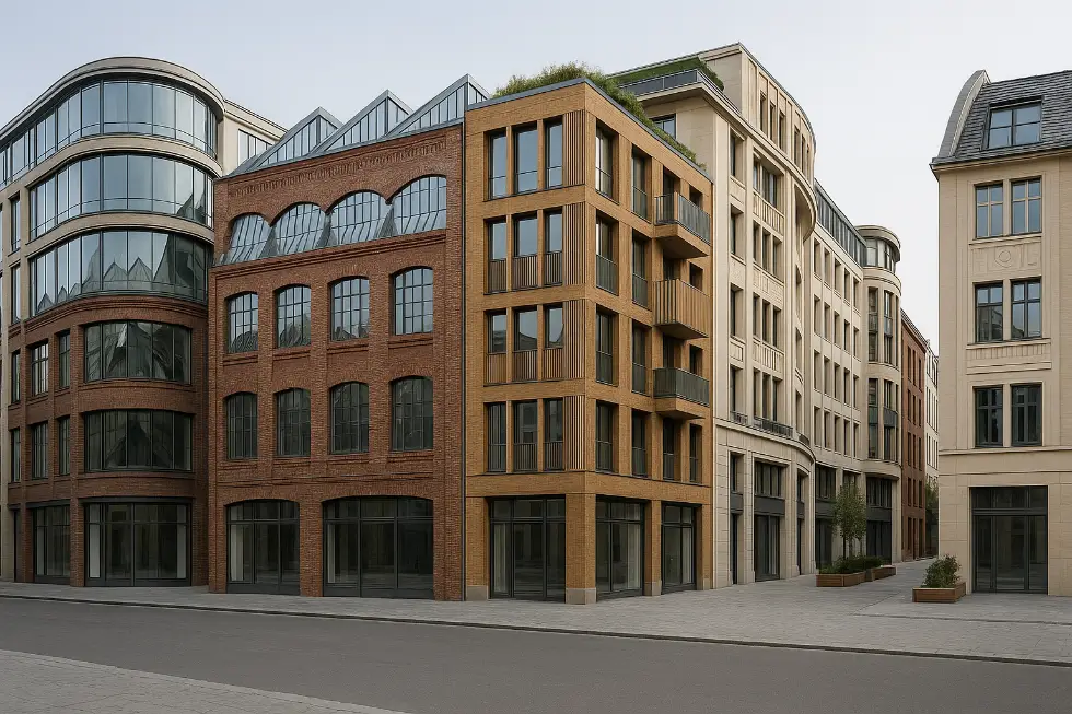 Unterschiedliche Gebäude in einer Strasse